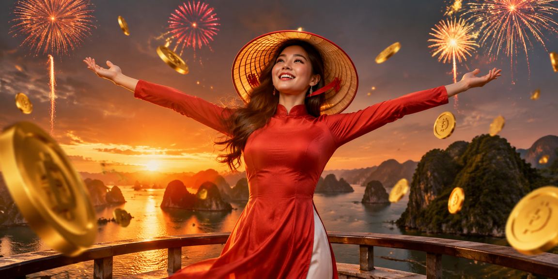 Người dùng đội nón lá theo dõi kết quả cá cược esports tại Hạ Long Bay